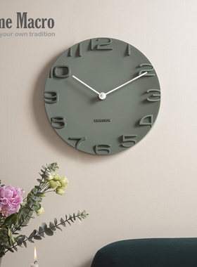 荷兰KARLSSON边缘挂钟42cm北欧现代时钟客厅样板房创意凸数字挂表