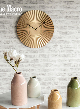 荷兰KARLSSON扇子挂钟进口简约现代风客厅轻奢大时钟金色金属墙饰