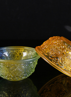 八吉祥供碗琉璃佛具贡奉佛堂净水杯密宗八支供莲花圣水杯供佛碗