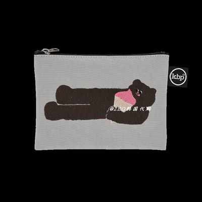 韩国代购KBP刺绣小熊便携化妆包