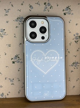 ZEO 韩国代购 high cheeks 爱心印花银框环氧树脂手机壳 苹果三星