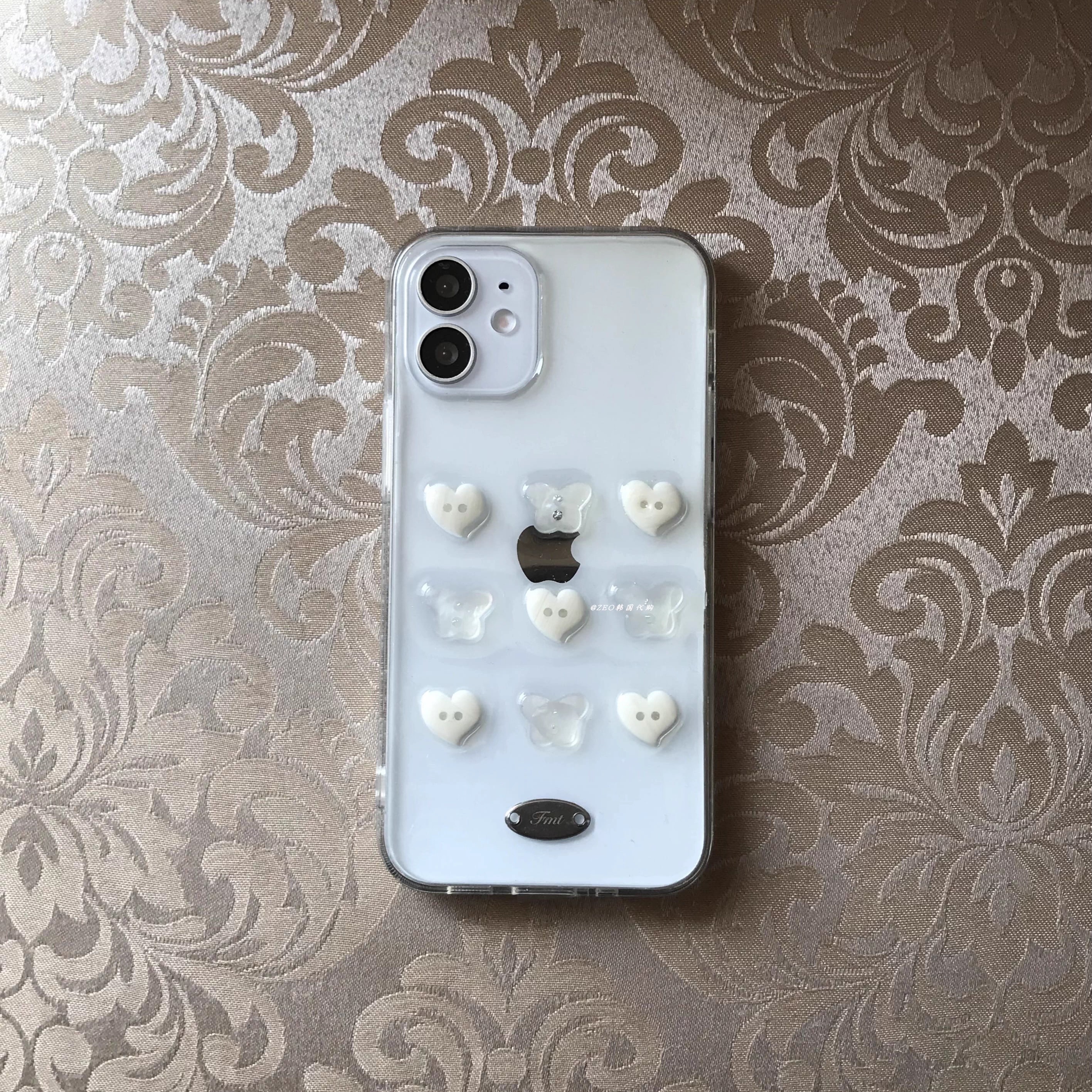 韩国代购纽扣树脂透明手机壳