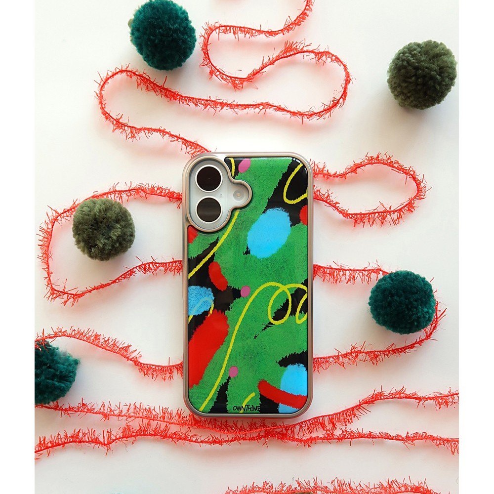 韩国代购愉快涂鸦银框环氧手机壳