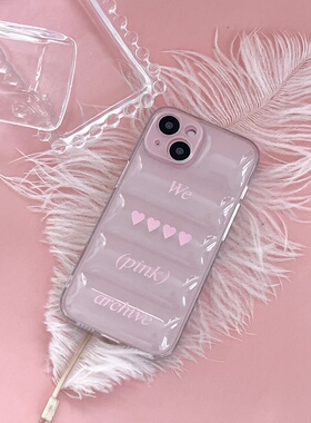 韩国代购 ABOE 官网正品 ins小众设计 粉红档案羽绒服透明手机壳 苹果iPhone气囊保护壳