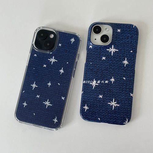 韩国代购夜空毛线针织印花手机壳