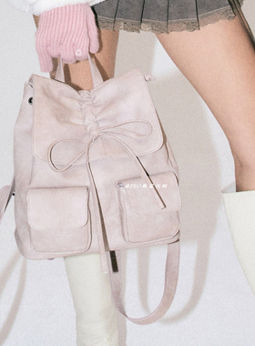 韩国代购 zeroplanet 官网正品 时尚百搭蝴蝶结抽绳休闲双肩背包