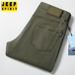 咖啡色商务休闲宽松直筒高腰长裤 春夏薄款 子男 男式 JEEP吉普休闲裤