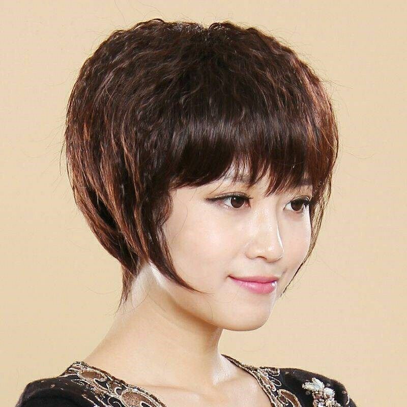 中老年假发女短发套玉米烫自然蓬松妈妈全头套式仿真短卷发圆脸
