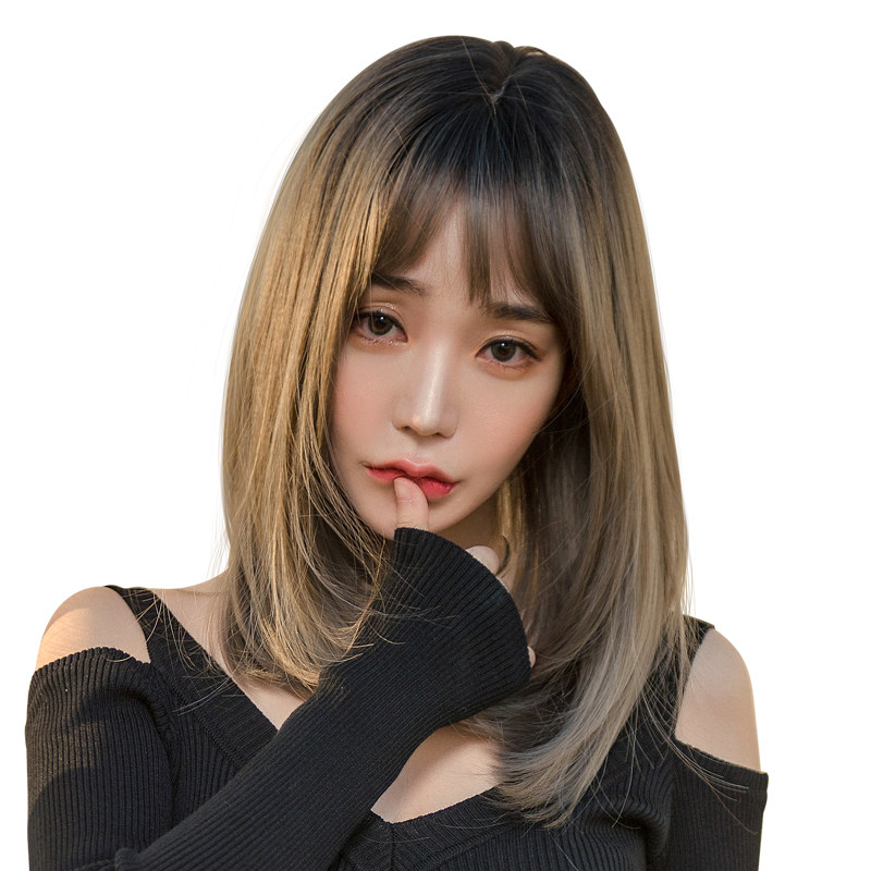 假发女中长发长直发网红锁骨发