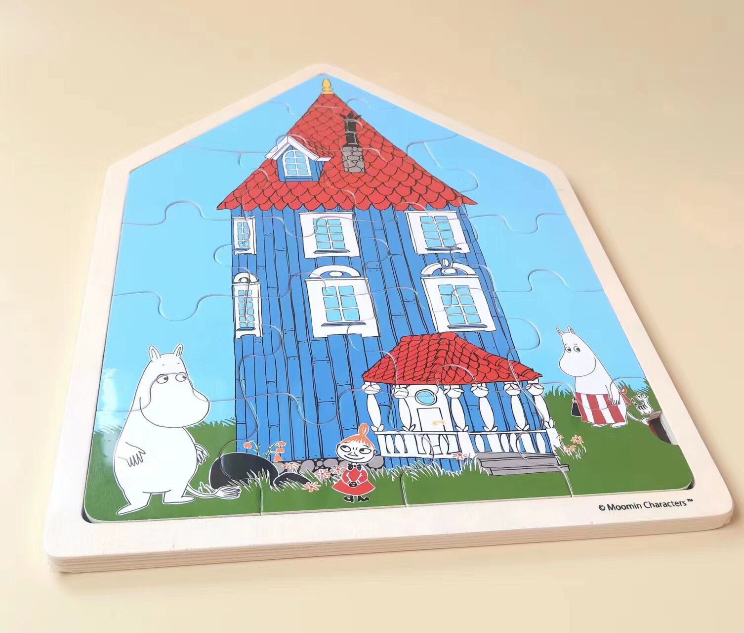 出口北欧日本姆明Moomin河马木质制儿童早教益智玩具加厚触觉拼图