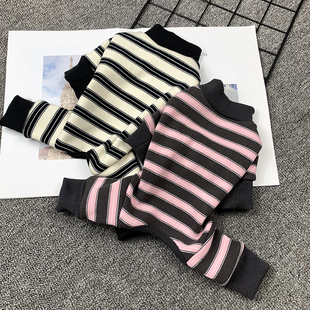 新款 宠物四脚衣服可爱条纹加绒加厚小狗泰迪比熊博美雪纳瑞 秋冬装