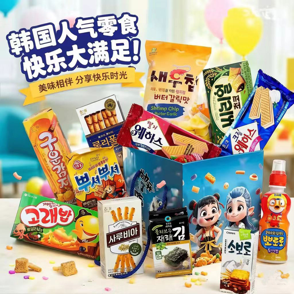 韩国进口零食大礼包儿童节网红好吃的食品礼盒生日礼物整箱送女友