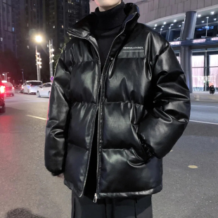 棉袄子加厚保暖棉衣男装 潮牌冬装 外套 2025新款 PU皮衣羽绒服男冬季