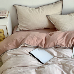 南通文汇萱纺织品有限公司A类ins条纹色织水洗棉全棉四件套床单