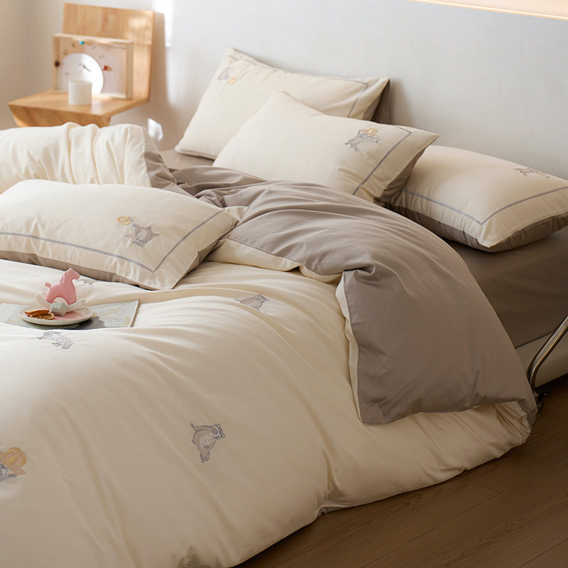 海门区静月庭纺织品厂高档a类100支新疆长绒棉全棉四件套卡通