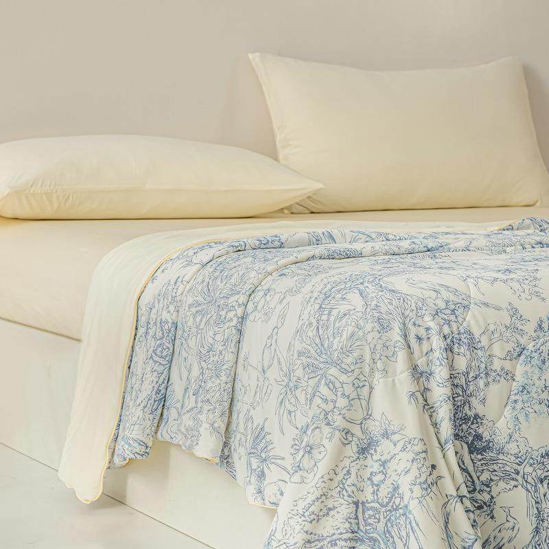 海门区静月庭纺织品厂A类云母丝高档印花夏凉被超柔丝滑凉感抗菌