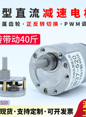 GB37-520微型直流减速电机大扭力可调变速小型慢速低速马达12V24V