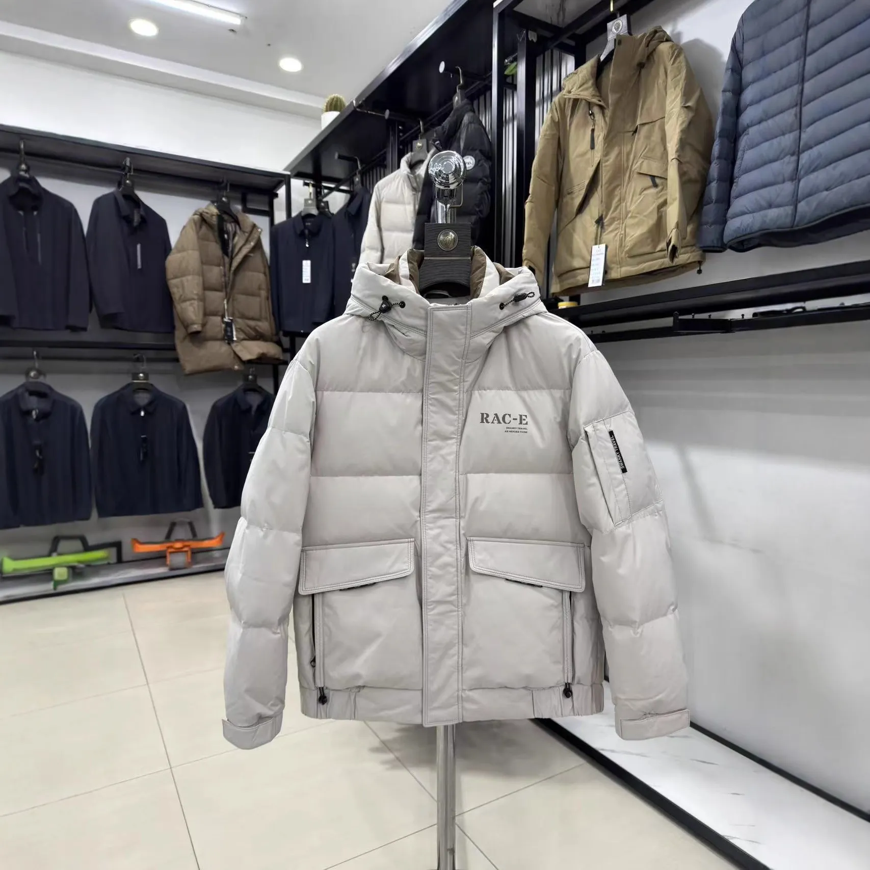 【H家】三防科技面料！时尚休闲冬款鸭绒连帽羽绒服男外套4Y062A