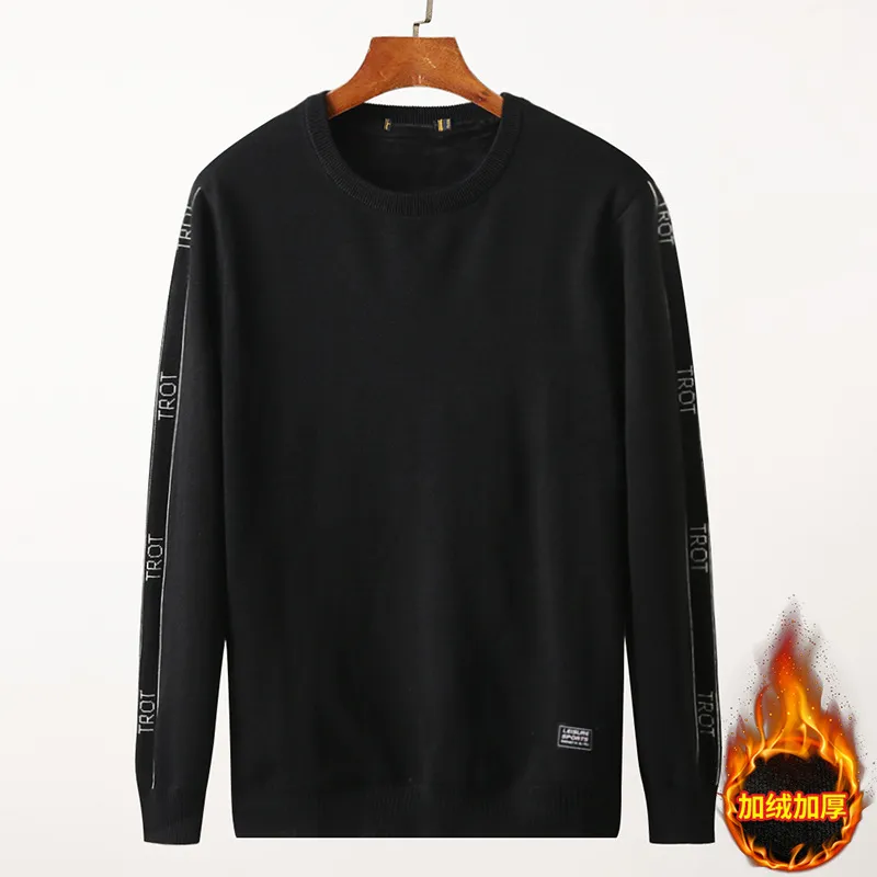 海牌撤柜含绵羊毛加绒加厚毛衣男冬季保暖套头圆领针织衫男4R240