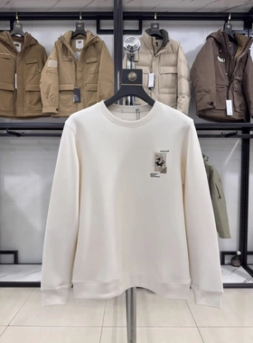 【H家】专柜余单！男士黑色圆领印花卫衣长袖休闲百搭立体绣1W008