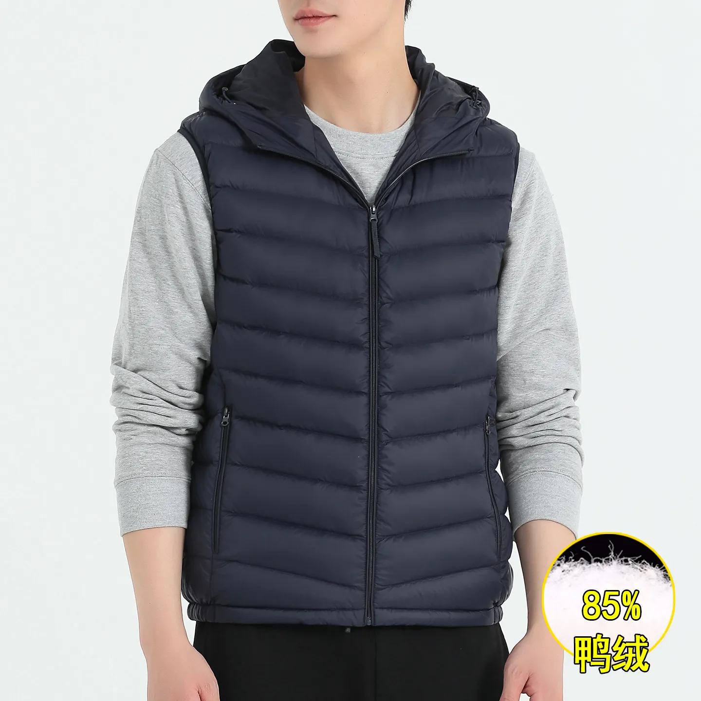 连帽羽绒马甲男冬季保暖休闲百搭轻薄青年时尚坎肩外套男装MJ2022