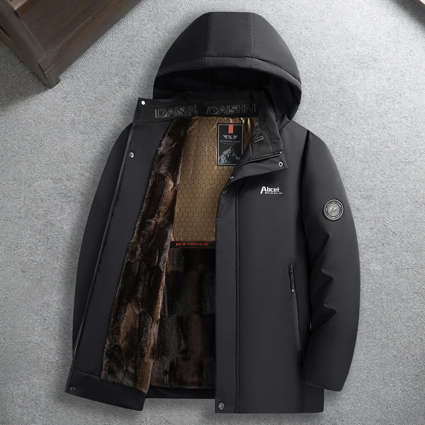 品牌换标石墨烯蓄热棉衣男冬季可拆卸帽棉袄加绒保暖外套男M25889