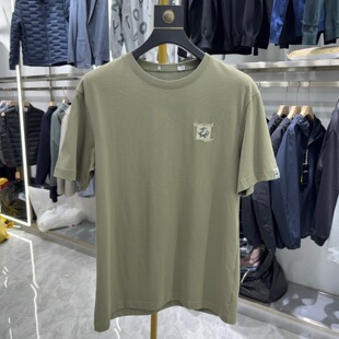 男圆领短袖 夏季 T恤军绿色刺绣休闲百搭舒适透气潮2W042A H系剪