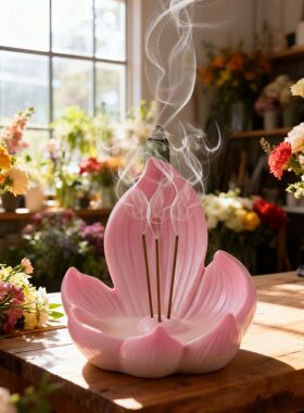 莲花座倒流熏香树脂工艺品扩散器多功能家居装饰适合瑜伽和冥想送