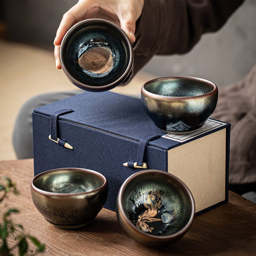 陶瓷建盏茶杯套装天目主人杯个人茶碗功夫茶具单杯油滴品茗杯