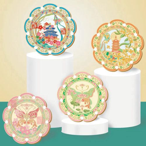 金属浮雕工艺古风随身镜春夏秋冬四大美女中式随身手持化妆镜国风