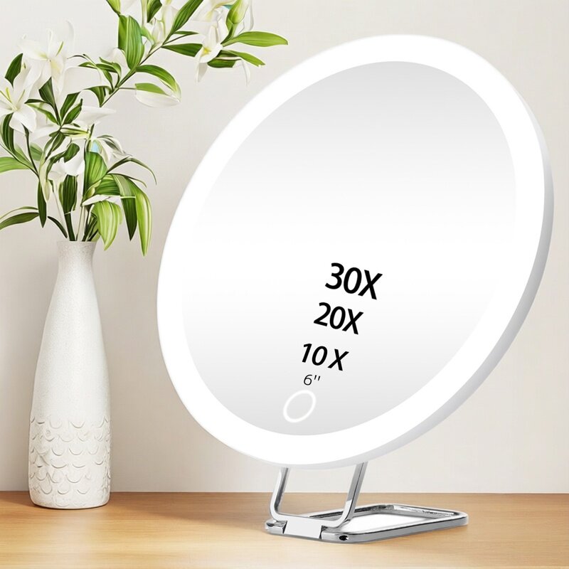 LED挂镜化妆镜10X/30X倍充电吸盘