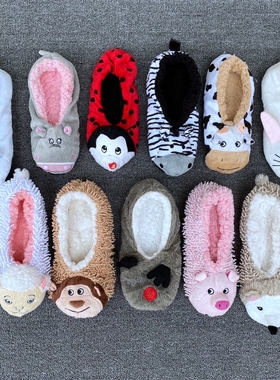 软绵绵低帮浅口加羊羔绒保暖防滑底居家地板鞋秋冬软底早教袜套女