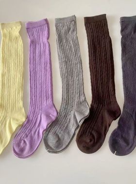 夏季网眼女袜糖果色灰色咖啡色 薄款中筒镂空袜不勒腿空调袜