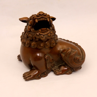 仿古紫铜色狻猊香炉招财貔貅望天吼家用室内茶道檀香熏香炉摆件