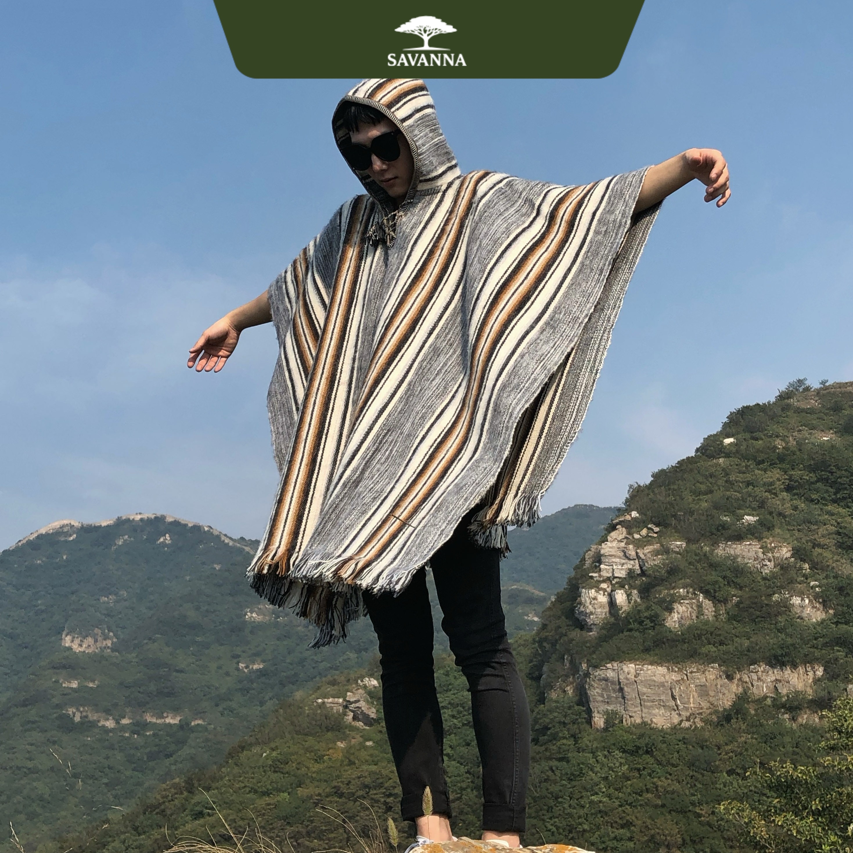 秘鲁斗篷全手工羊驼毛制斗篷披风