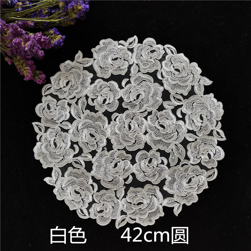 新款满工蕾丝绣花圆桌布茶盘茶具盖巾小圆形欧式奢华防尘布饰品巾