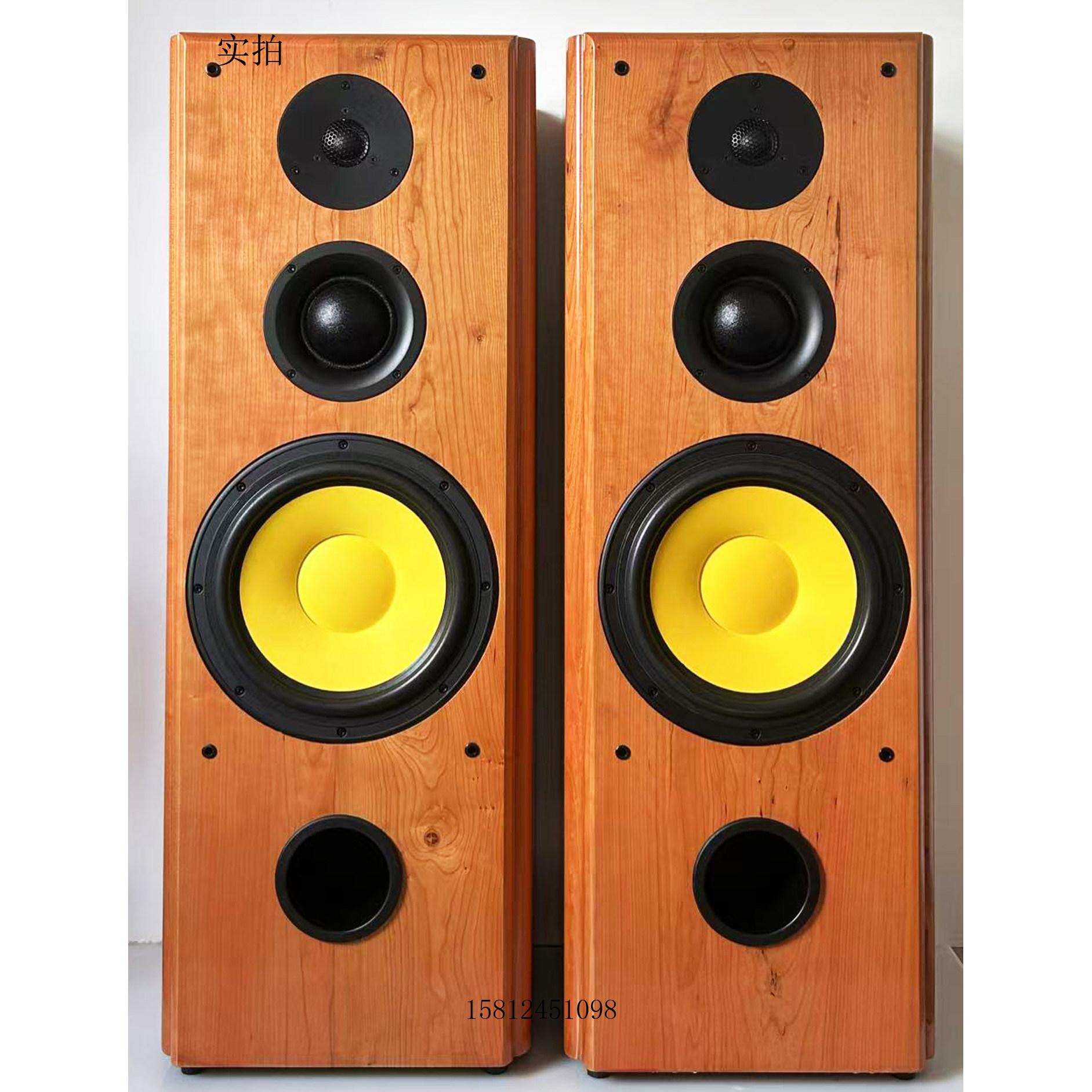 DIY新款惠威D10G/DM-7600/Q4B三分频樱桃实木10寸落地HiFi音箱/对