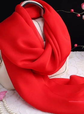 红色 黑色桑蚕丝纯色 防晒丝巾  春秋披肩女纱巾 围巾  百变围巾
