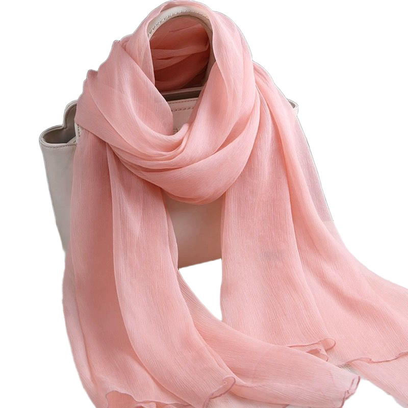 粉色 纯色 真丝丝巾 围巾 披肩 单色头巾 经典礼品 尊贵爆