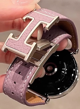 荔枝纹H型磁吸扣适用于华为GT5表带watch4GT3pro新款表带女秋冬