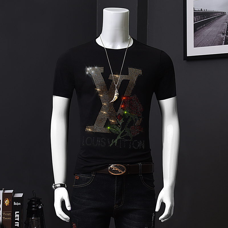 High quality men's hot brick short sleeve fashion T-shirt large men's shirt