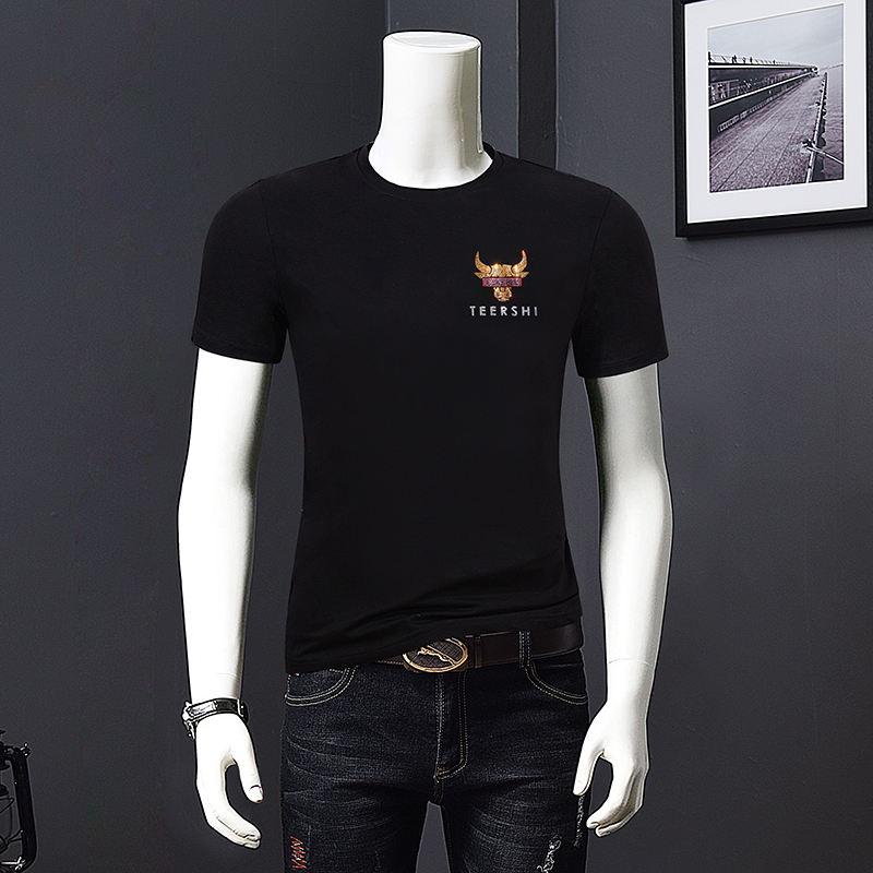 Men's laser hot brick short sleeve fashion brand T-Shirt Large Men's