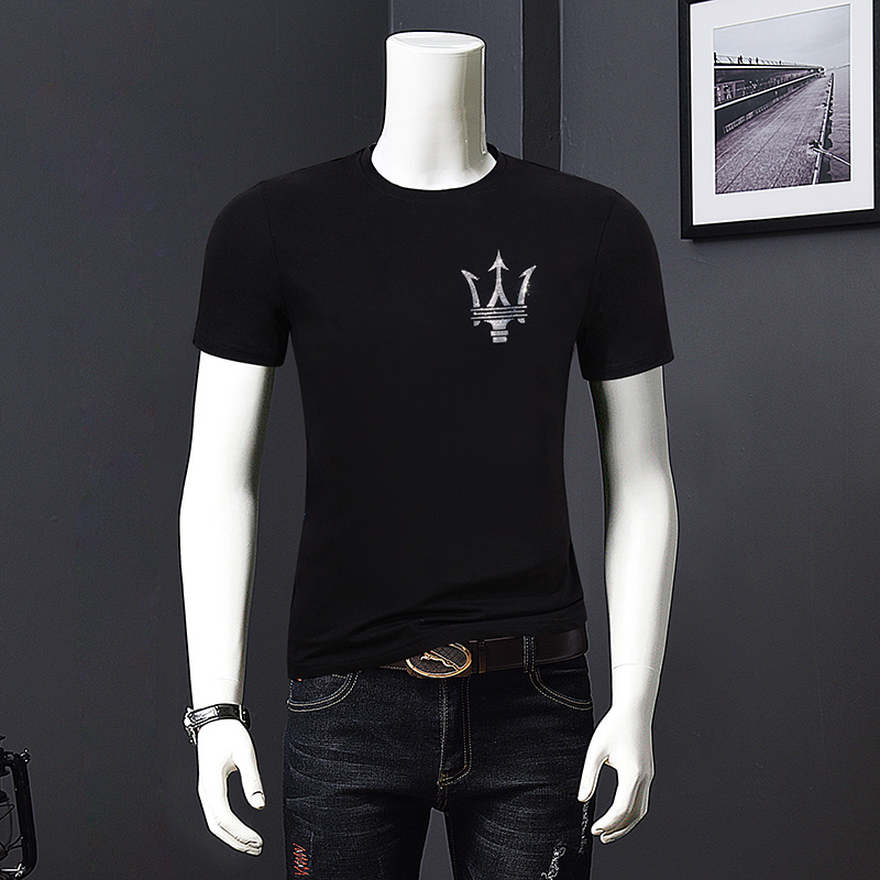 Men's laser hot brick short sleeve fashion brand T-Shirt Large Men's