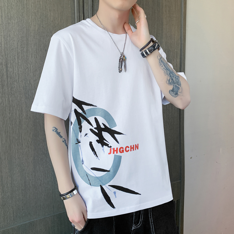 棉夏裝新款短袖男恤男夏季休閒圓領體恤潮