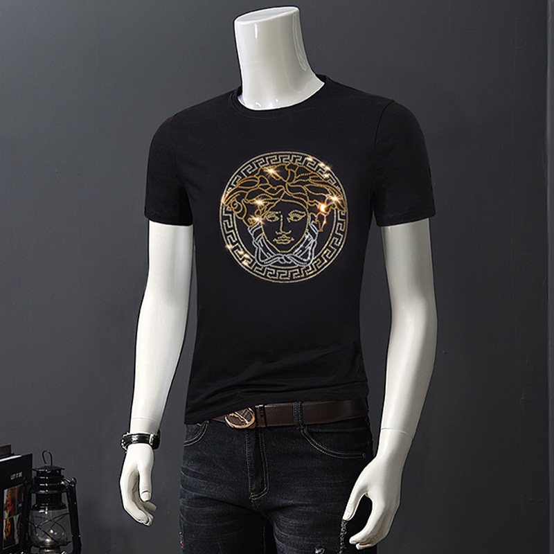 Men's hot brick short sleeve fashion T-shirt large men