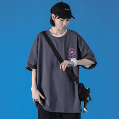 Blue wall summer Hong Kong style trend versatile casual loose short sleeve T-shirt for men and women