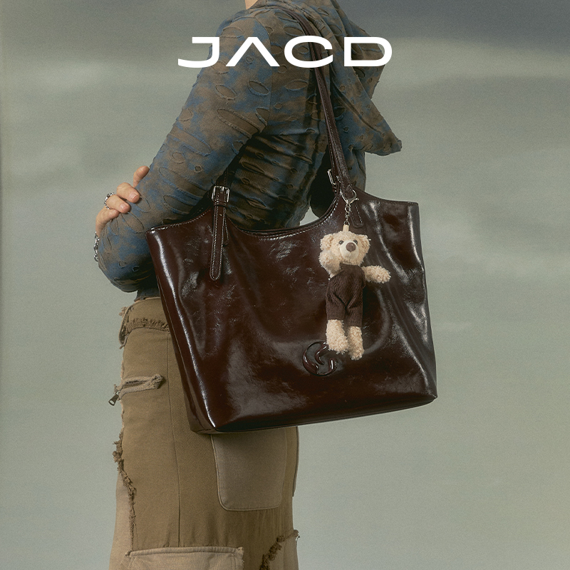 JACD原创托特包女大容量2025新款夏天棕色包包通勤女包大包单肩包