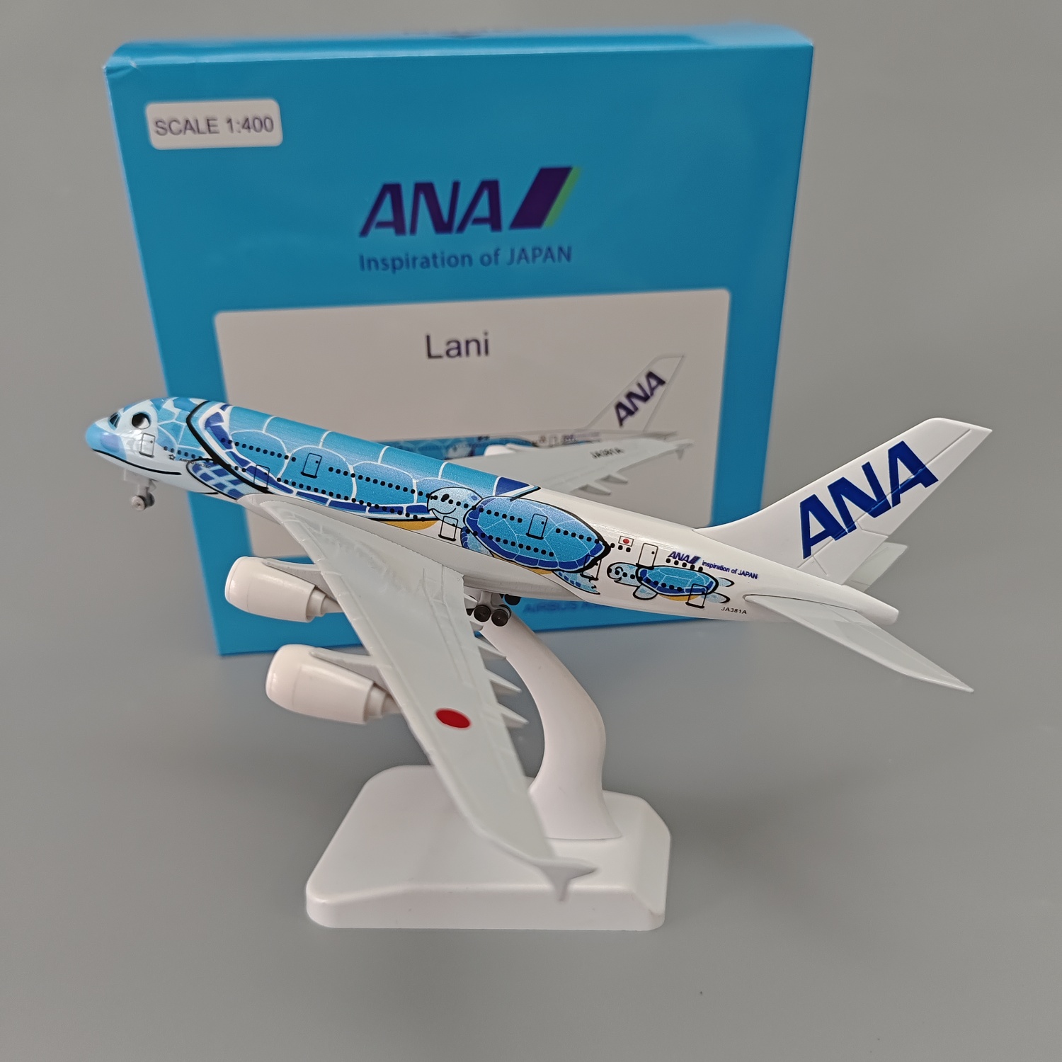 带轮20cm日本全日空航空ANA空客机A380蓝色海龟合金仿真飞机模型
