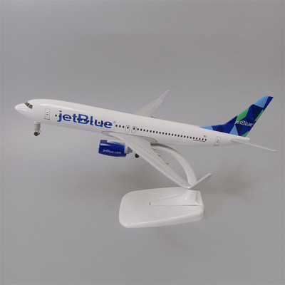 带轮子20cm美国捷蓝航空JET BLUE波音机B737合金仿真飞机模型金属