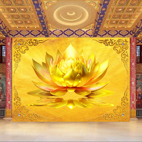 金色莲花防水防潮壁画